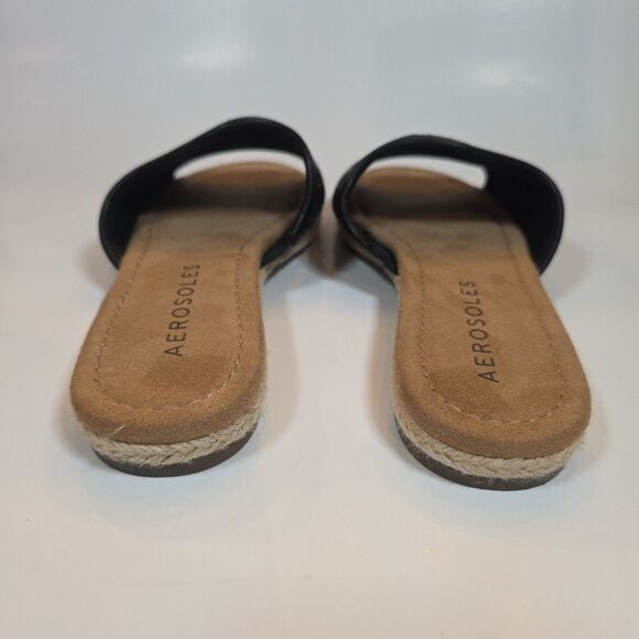 AEROSOLES Women's Denville Black Espadrille Flat Slide Sandals Size 8 - Picture 4 of 5